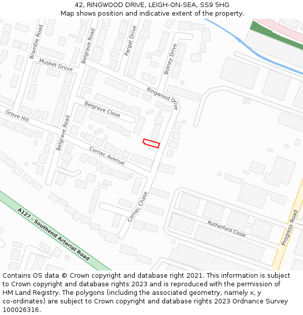 42, RINGWOOD DRIVE, LEIGH-ON-SEA, SS9 5HG: Location map and indicative extent of plot