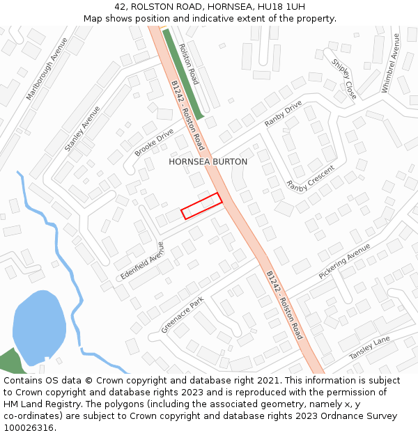 42, ROLSTON ROAD, HORNSEA, HU18 1UH: Location map and indicative extent of plot