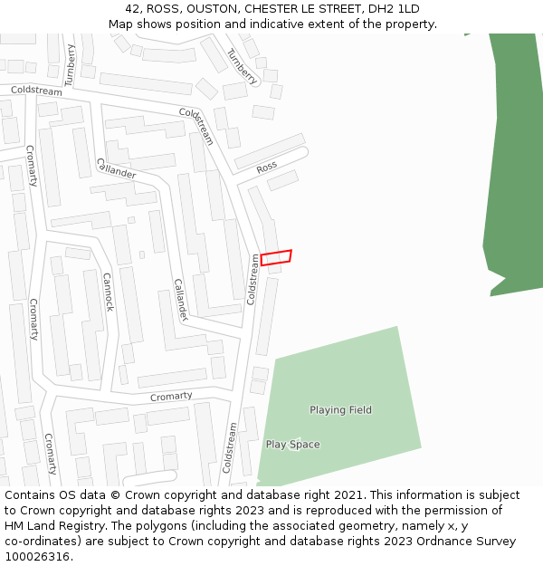 42, ROSS, OUSTON, CHESTER LE STREET, DH2 1LD: Location map and indicative extent of plot