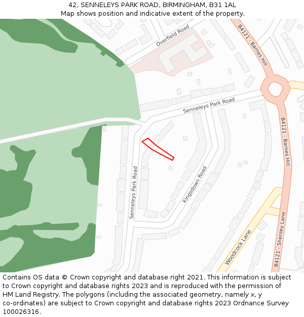 42, SENNELEYS PARK ROAD, BIRMINGHAM, B31 1AL: Location map and indicative extent of plot