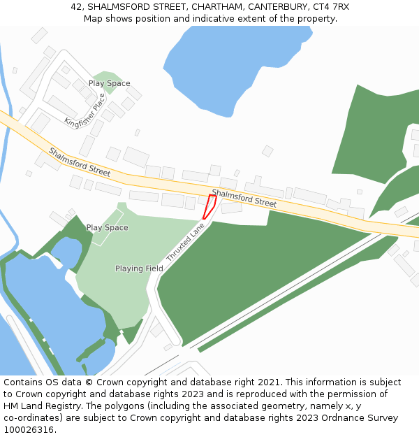 42, SHALMSFORD STREET, CHARTHAM, CANTERBURY, CT4 7RX: Location map and indicative extent of plot