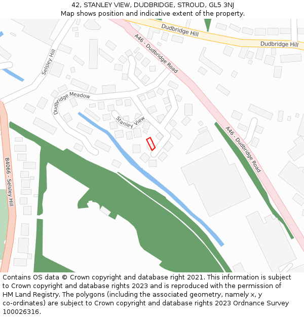 42, STANLEY VIEW, DUDBRIDGE, STROUD, GL5 3NJ: Location map and indicative extent of plot