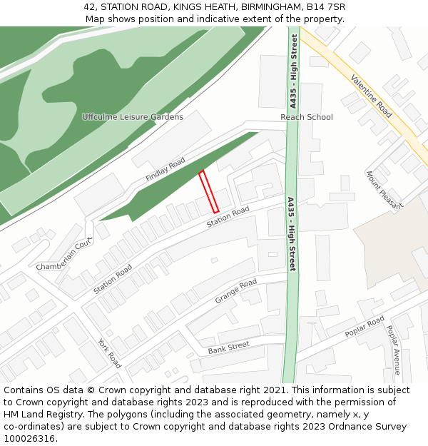 42, STATION ROAD, KINGS HEATH, BIRMINGHAM, B14 7SR: Location map and indicative extent of plot