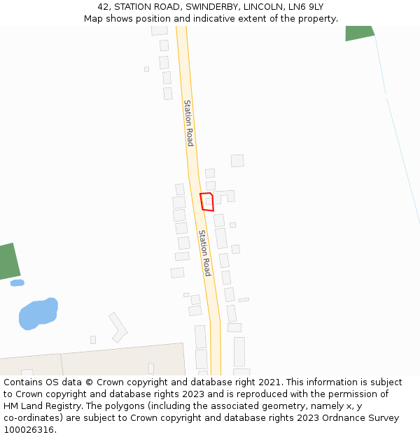 42, STATION ROAD, SWINDERBY, LINCOLN, LN6 9LY: Location map and indicative extent of plot