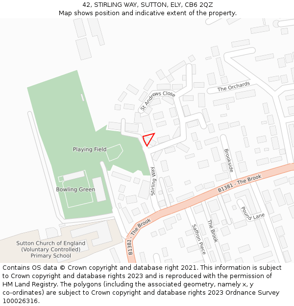 42, STIRLING WAY, SUTTON, ELY, CB6 2QZ: Location map and indicative extent of plot