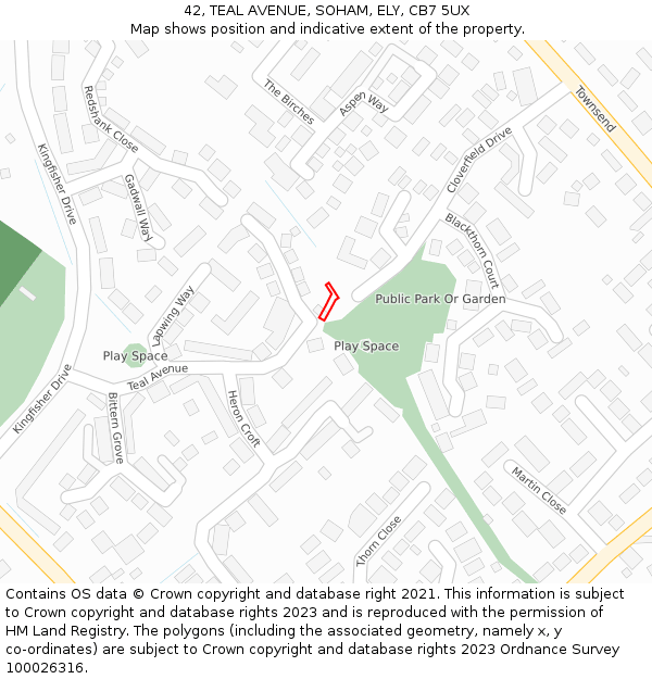 42, TEAL AVENUE, SOHAM, ELY, CB7 5UX: Location map and indicative extent of plot