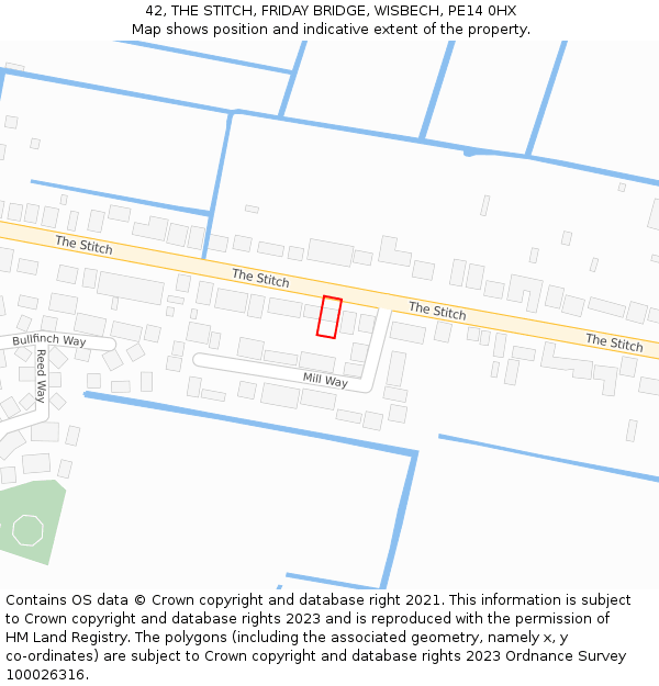 42, THE STITCH, FRIDAY BRIDGE, WISBECH, PE14 0HX: Location map and indicative extent of plot