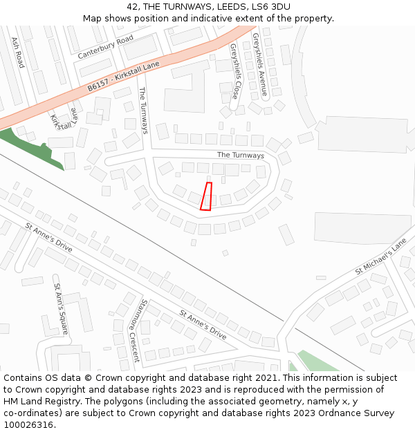 42, THE TURNWAYS, LEEDS, LS6 3DU: Location map and indicative extent of plot