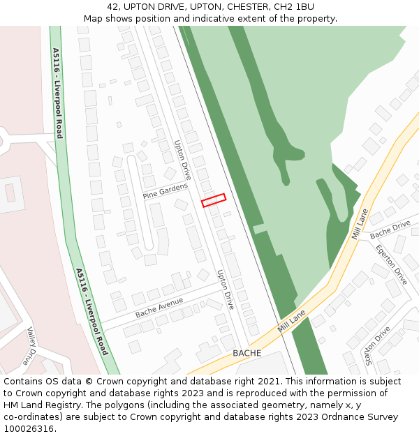 42, UPTON DRIVE, UPTON, CHESTER, CH2 1BU: Location map and indicative extent of plot