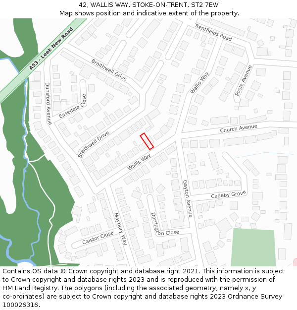 42, WALLIS WAY, STOKE-ON-TRENT, ST2 7EW: Location map and indicative extent of plot