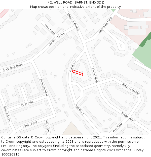 42, WELL ROAD, BARNET, EN5 3DZ: Location map and indicative extent of plot