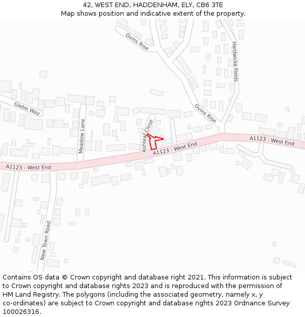 42, WEST END, HADDENHAM, ELY, CB6 3TE: Location map and indicative extent of plot
