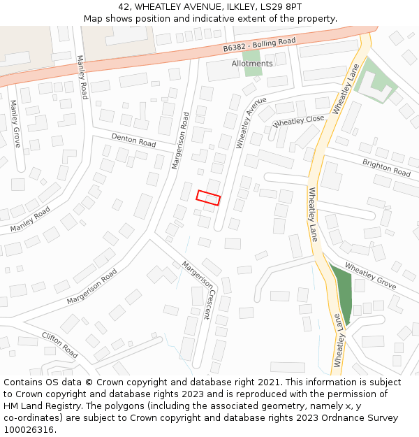 42, WHEATLEY AVENUE, ILKLEY, LS29 8PT: Location map and indicative extent of plot