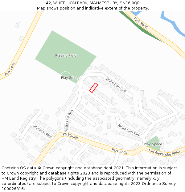 42, WHITE LION PARK, MALMESBURY, SN16 0QP: Location map and indicative extent of plot