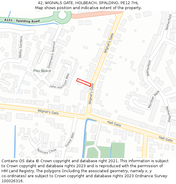 42, WIGNALS GATE, HOLBEACH, SPALDING, PE12 7HL: Location map and indicative extent of plot