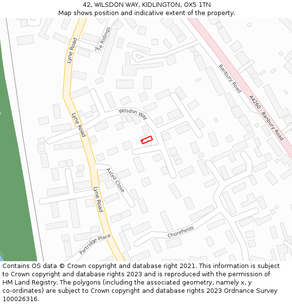 42, WILSDON WAY, KIDLINGTON, OX5 1TN: Location map and indicative extent of plot