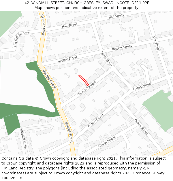 42, WINDMILL STREET, CHURCH GRESLEY, SWADLINCOTE, DE11 9PF: Location map and indicative extent of plot
