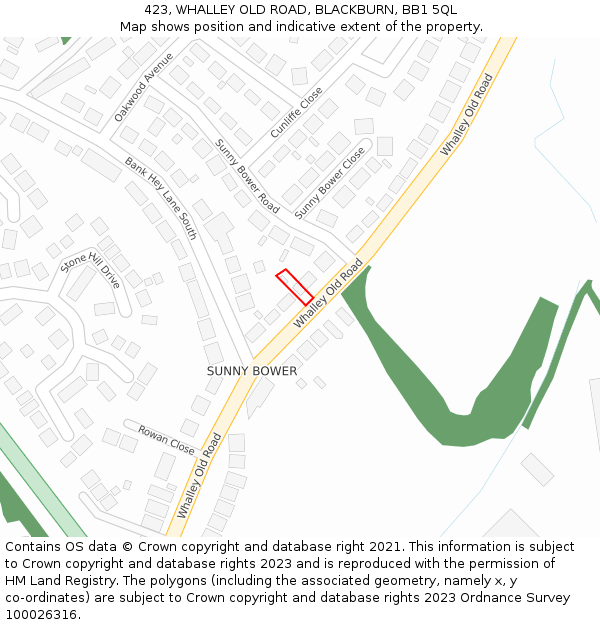 423, WHALLEY OLD ROAD, BLACKBURN, BB1 5QL: Location map and indicative extent of plot