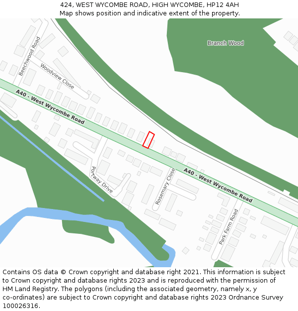 424, WEST WYCOMBE ROAD, HIGH WYCOMBE, HP12 4AH: Location map and indicative extent of plot