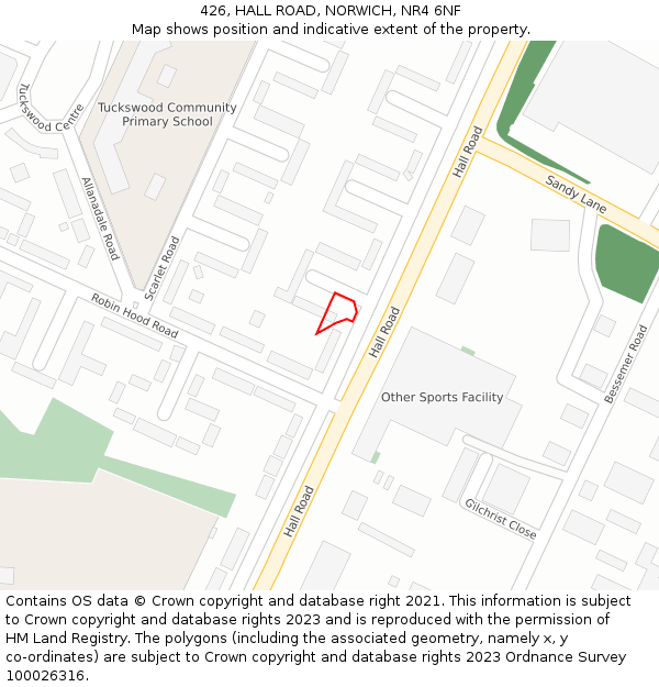 426, HALL ROAD, NORWICH, NR4 6NF: Location map and indicative extent of plot