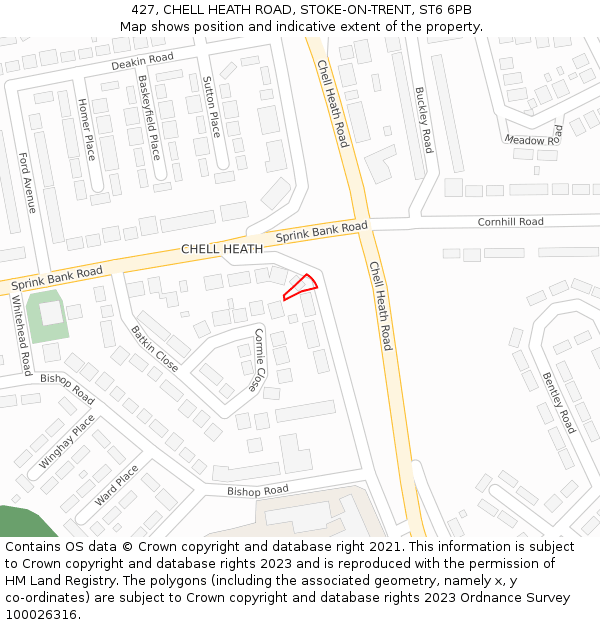 427, CHELL HEATH ROAD, STOKE-ON-TRENT, ST6 6PB: Location map and indicative extent of plot