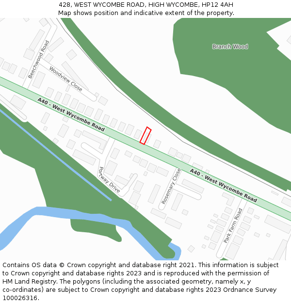 428, WEST WYCOMBE ROAD, HIGH WYCOMBE, HP12 4AH: Location map and indicative extent of plot