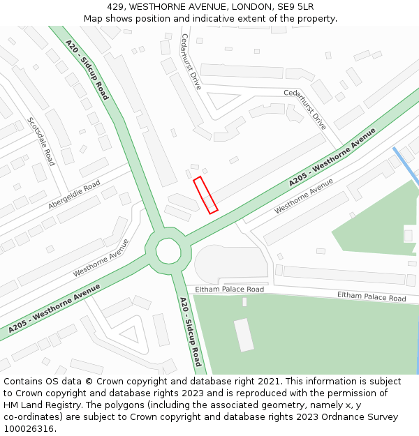 429, WESTHORNE AVENUE, LONDON, SE9 5LR: Location map and indicative extent of plot