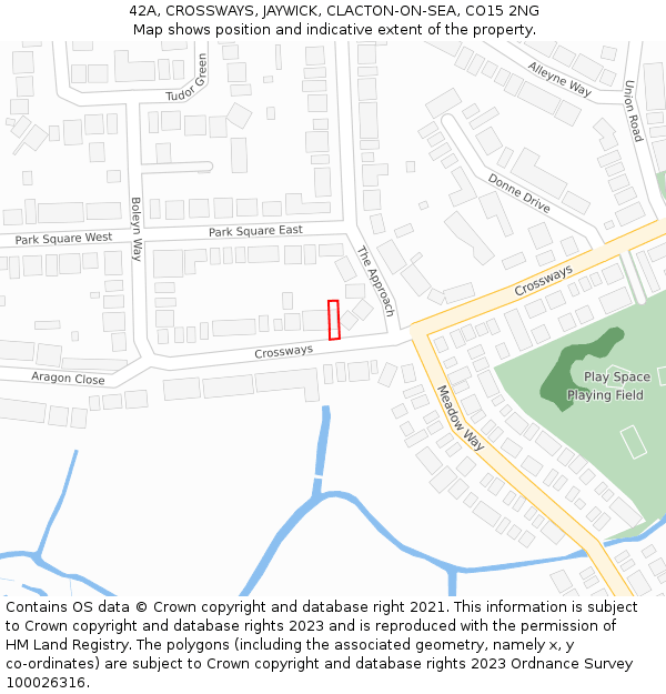 42A, CROSSWAYS, JAYWICK, CLACTON-ON-SEA, CO15 2NG: Location map and indicative extent of plot