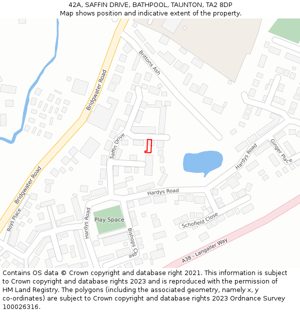 42A, SAFFIN DRIVE, BATHPOOL, TAUNTON, TA2 8DP: Location map and indicative extent of plot