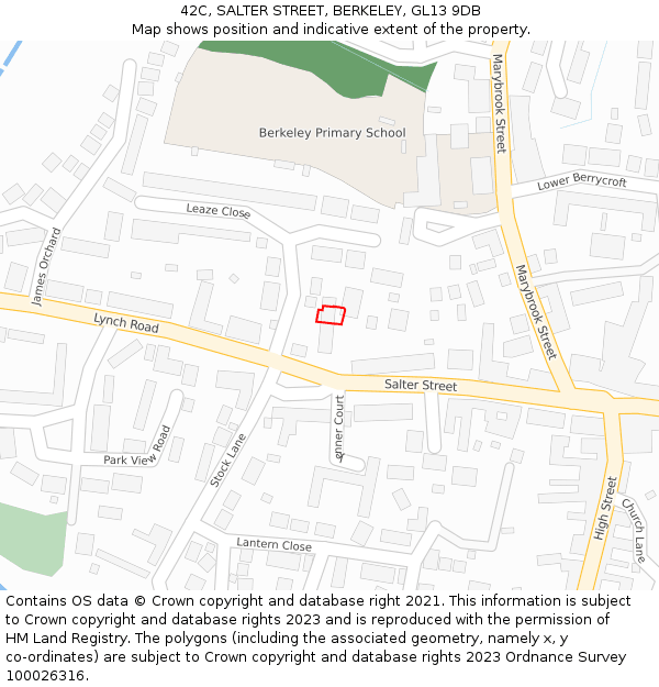 42C, SALTER STREET, BERKELEY, GL13 9DB: Location map and indicative extent of plot