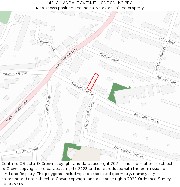 43, ALLANDALE AVENUE, LONDON, N3 3PY: Location map and indicative extent of plot