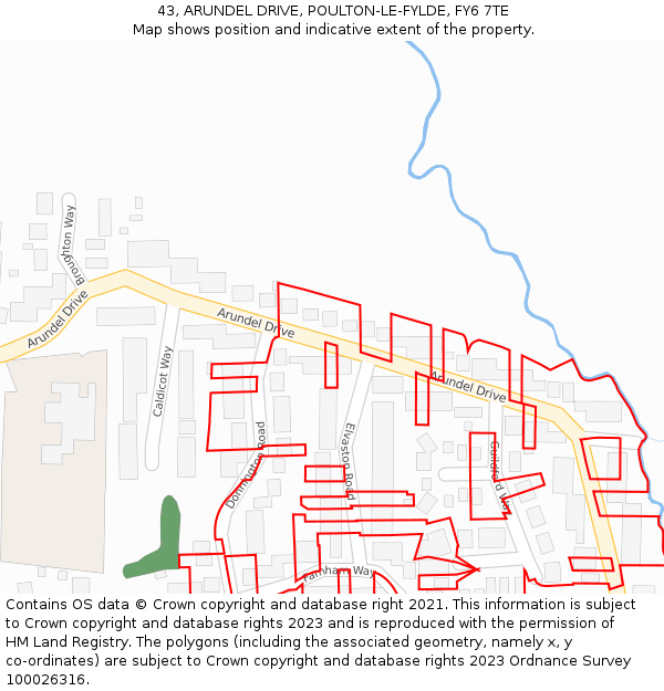 43, ARUNDEL DRIVE, POULTON-LE-FYLDE, FY6 7TE: Location map and indicative extent of plot