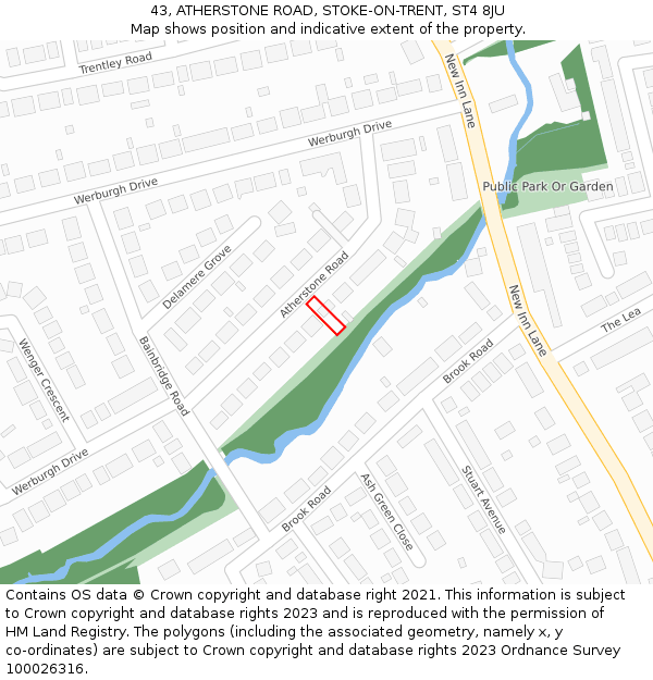 43, ATHERSTONE ROAD, STOKE-ON-TRENT, ST4 8JU: Location map and indicative extent of plot