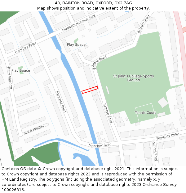 43, BAINTON ROAD, OXFORD, OX2 7AG: Location map and indicative extent of plot