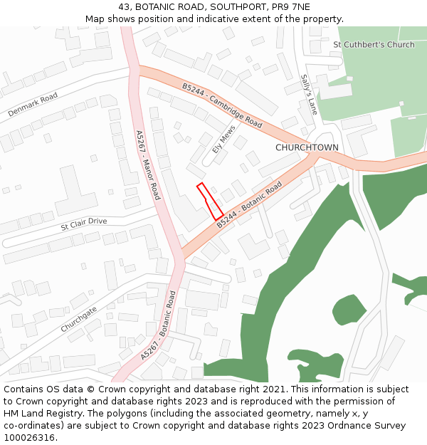 43, BOTANIC ROAD, SOUTHPORT, PR9 7NE: Location map and indicative extent of plot