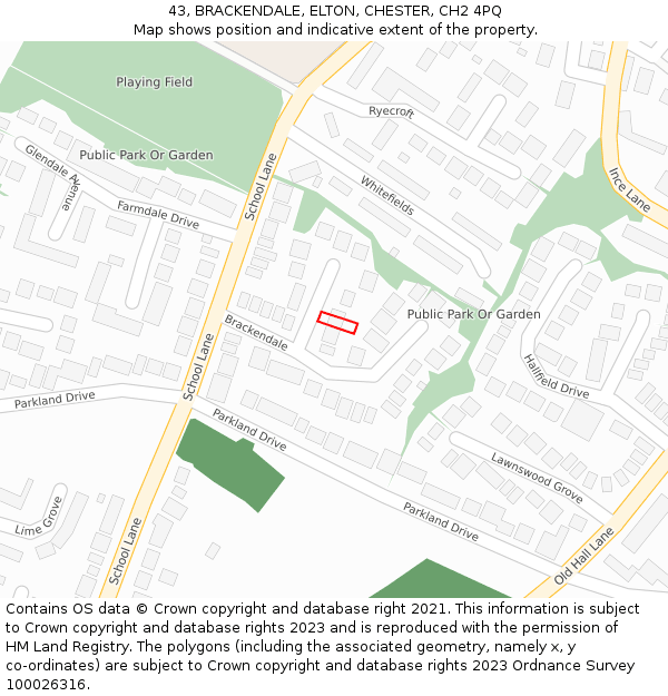 43, BRACKENDALE, ELTON, CHESTER, CH2 4PQ: Location map and indicative extent of plot
