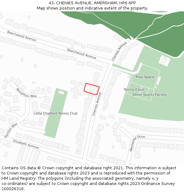 43, CHENIES AVENUE, AMERSHAM, HP6 6PP: Location map and indicative extent of plot