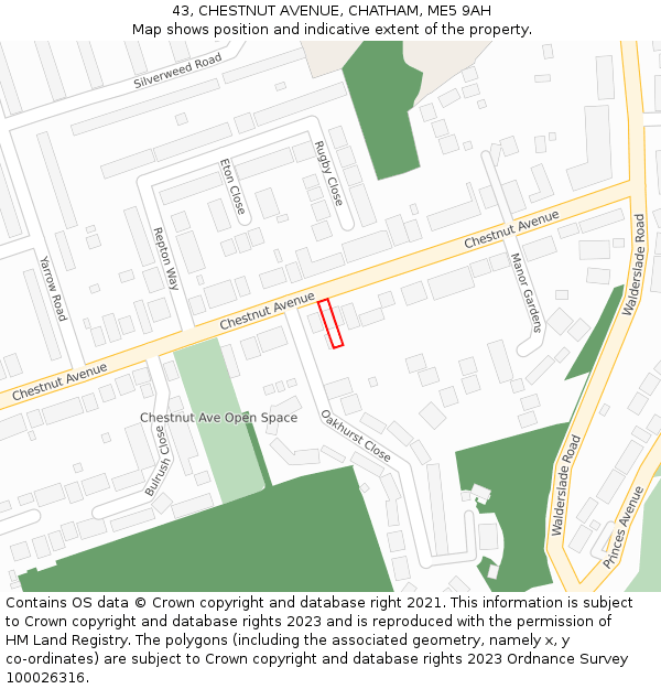 43, CHESTNUT AVENUE, CHATHAM, ME5 9AH: Location map and indicative extent of plot