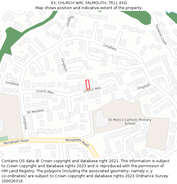 43, CHURCH WAY, FALMOUTH, TR11 4SG: Location map and indicative extent of plot