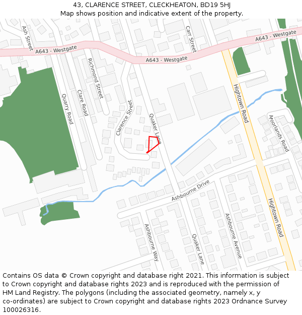 43, CLARENCE STREET, CLECKHEATON, BD19 5HJ: Location map and indicative extent of plot