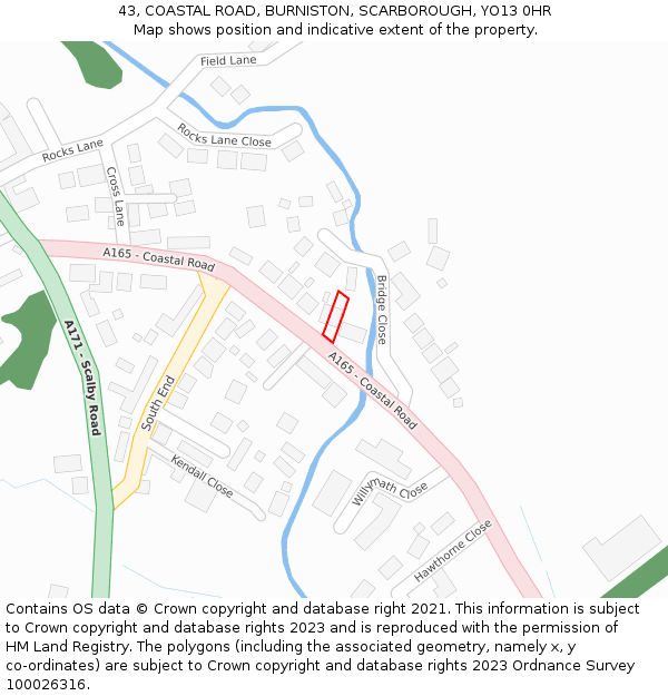 43, COASTAL ROAD, BURNISTON, SCARBOROUGH, YO13 0HR: Location map and indicative extent of plot