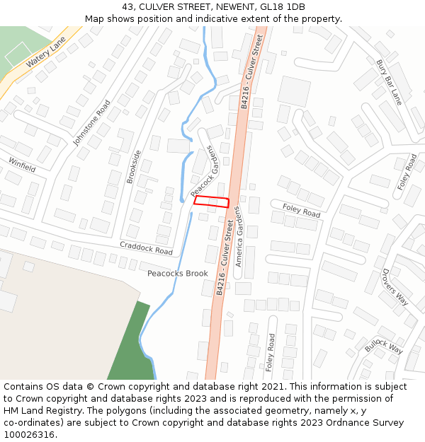 43, CULVER STREET, NEWENT, GL18 1DB: Location map and indicative extent of plot
