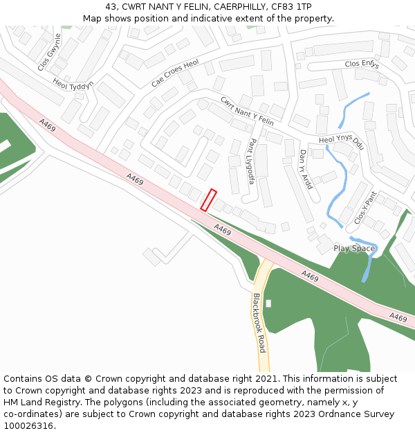 43, CWRT NANT Y FELIN, CAERPHILLY, CF83 1TP: Location map and indicative extent of plot