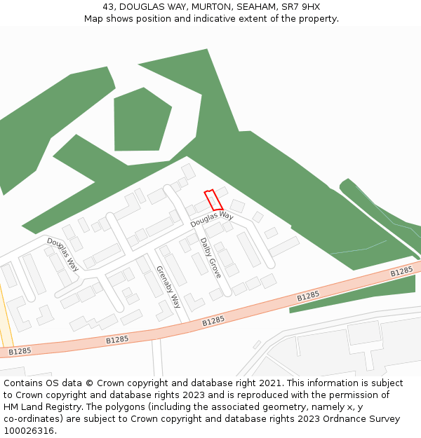 43, DOUGLAS WAY, MURTON, SEAHAM, SR7 9HX: Location map and indicative extent of plot