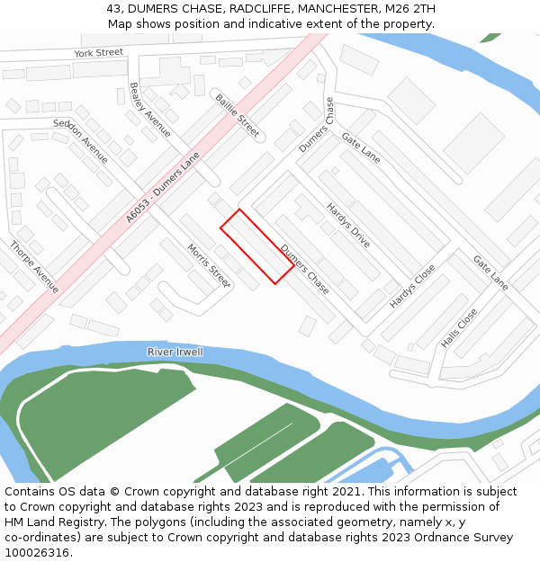 43, DUMERS CHASE, RADCLIFFE, MANCHESTER, M26 2TH: Location map and indicative extent of plot
