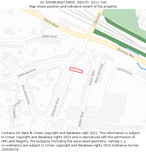 43, EDINBURGH DRIVE, DIDCOT, OX11 7HS: Location map and indicative extent of plot