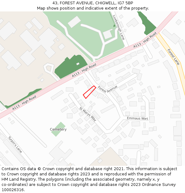 43, FOREST AVENUE, CHIGWELL, IG7 5BP: Location map and indicative extent of plot