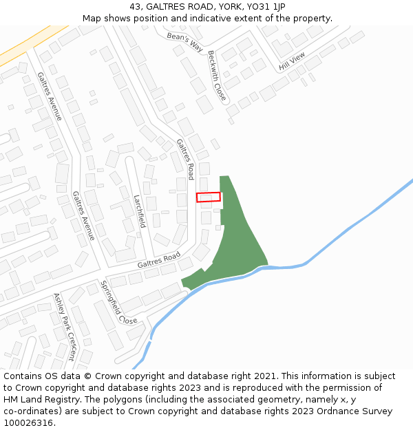 43, GALTRES ROAD, YORK, YO31 1JP: Location map and indicative extent of plot