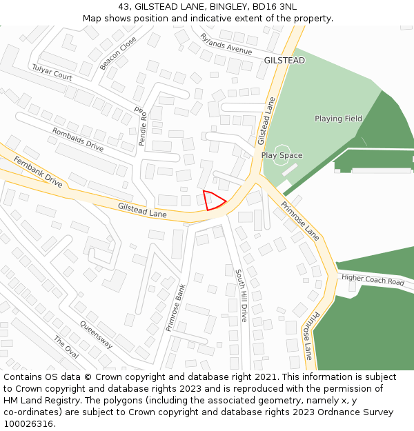 43, GILSTEAD LANE, BINGLEY, BD16 3NL: Location map and indicative extent of plot