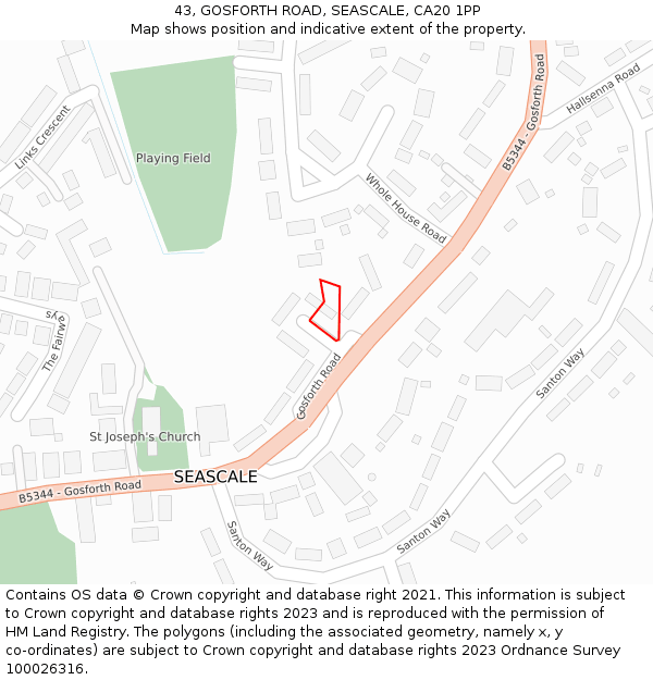 43, GOSFORTH ROAD, SEASCALE, CA20 1PP: Location map and indicative extent of plot